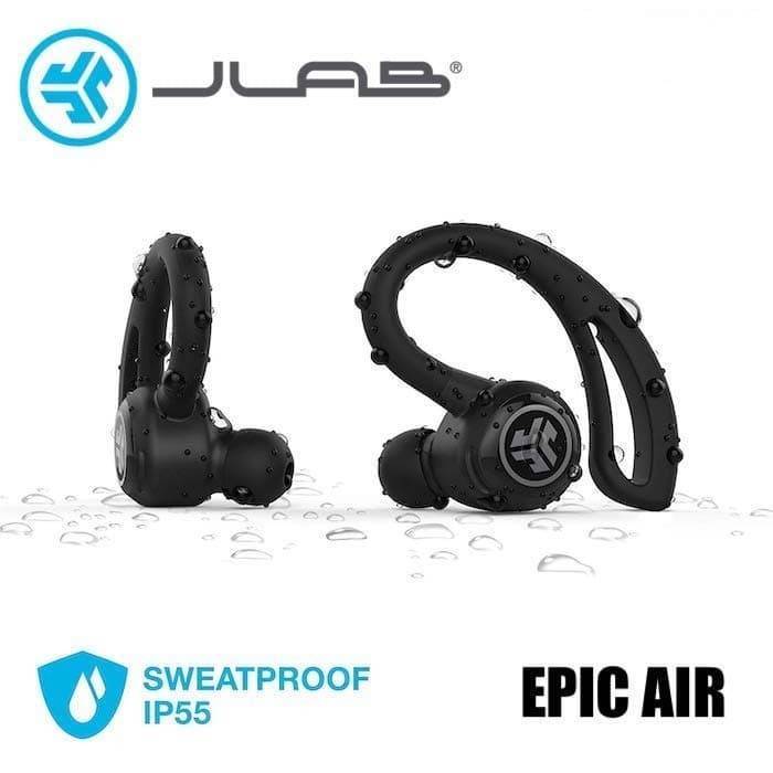 Jlab audio epic air elite true wireless sport earbuds | headphones for working out, sweatproof | 6-hour battery life, 32-hour charging case | music controls | bluetooth headphones | black